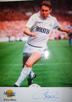 Clive Allen in Spurs colours signed photo